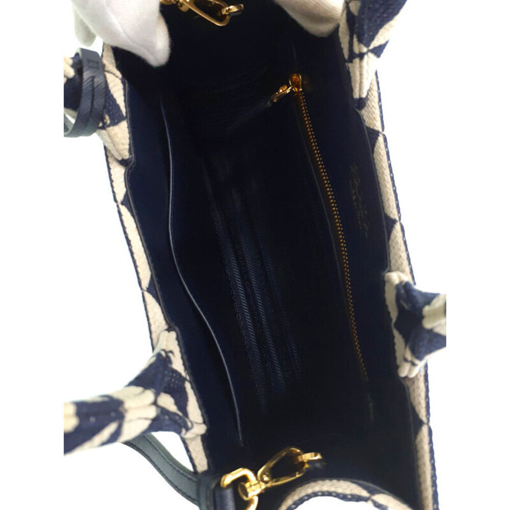 Prada Symbole embroidered tote bag white geometric Black - Picture 3 of 9